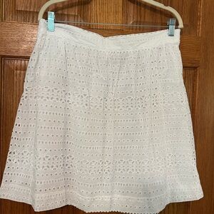 LOFT White Eyelet A-Line Skirt